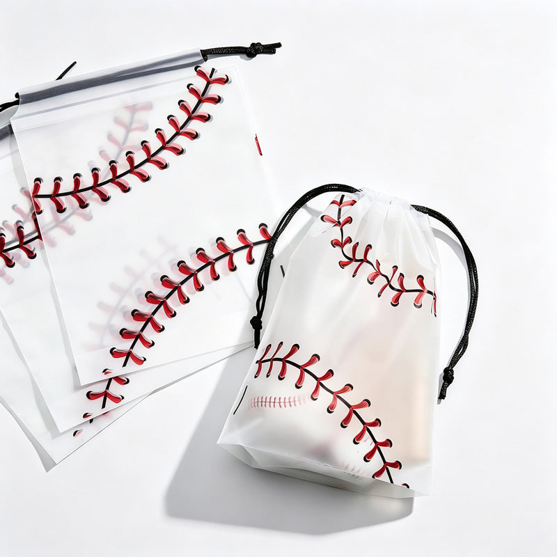 Baseball Print Drawstring Storage Bag Set