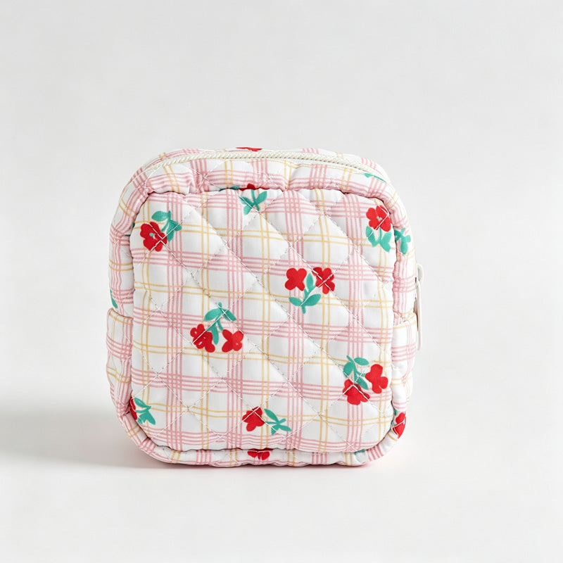 Floral Quilted Square Storage Pouch