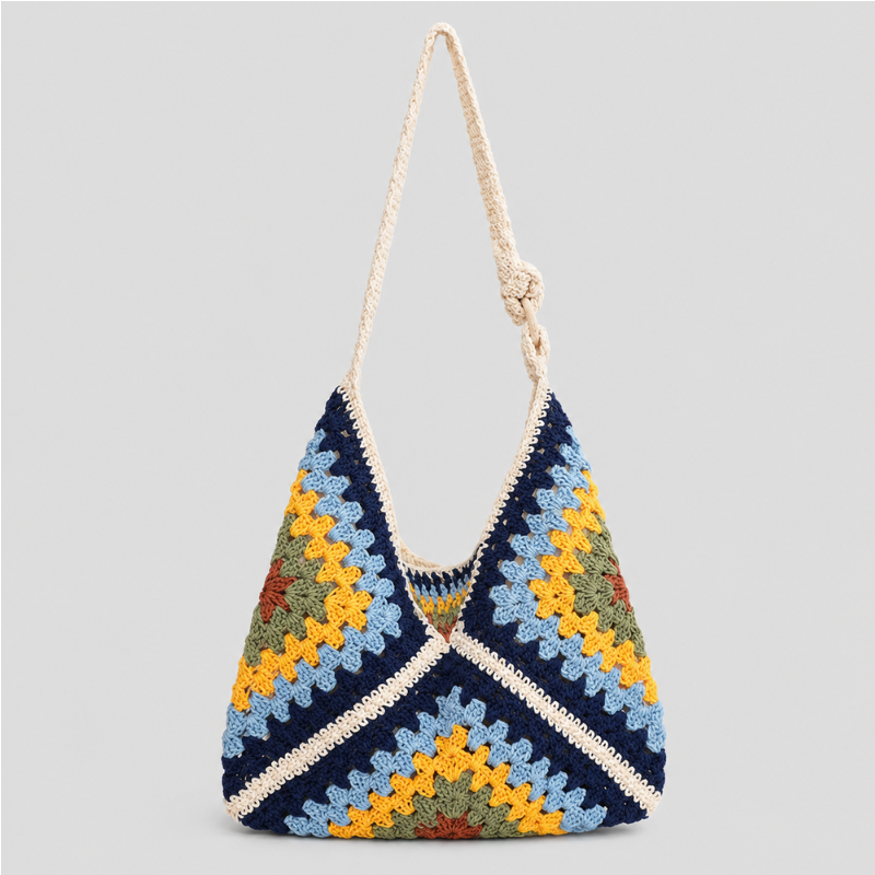 Striped Crochet Shoulder Bag