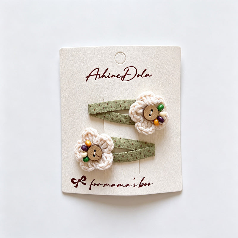 Brown Flower Fabric Hair Clips