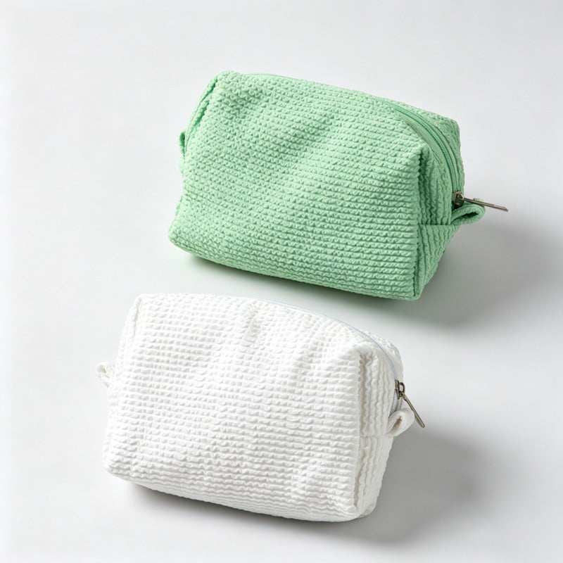 Waffle‑Textured Cosmetic Pouch