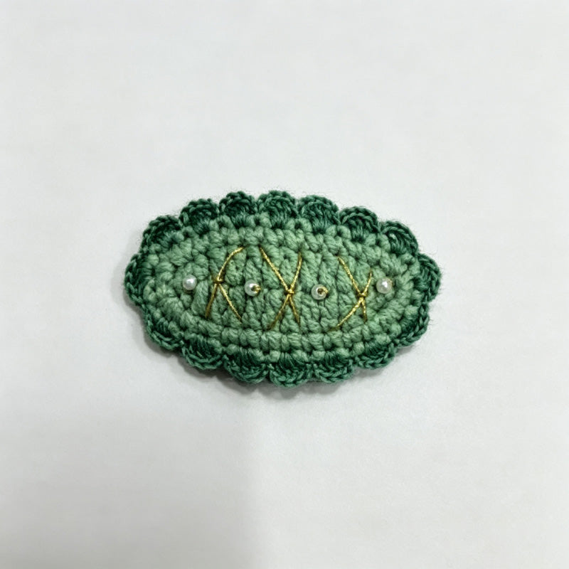 Crochet Christmas Tree Oval Hair Clip