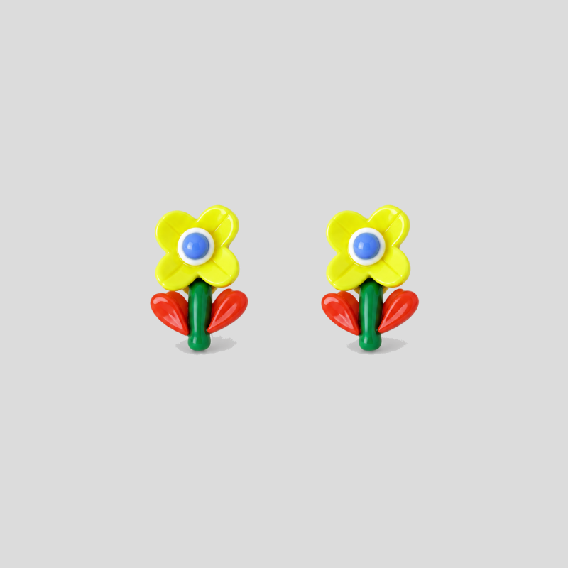 Resin Flower Bird Shape Earrings