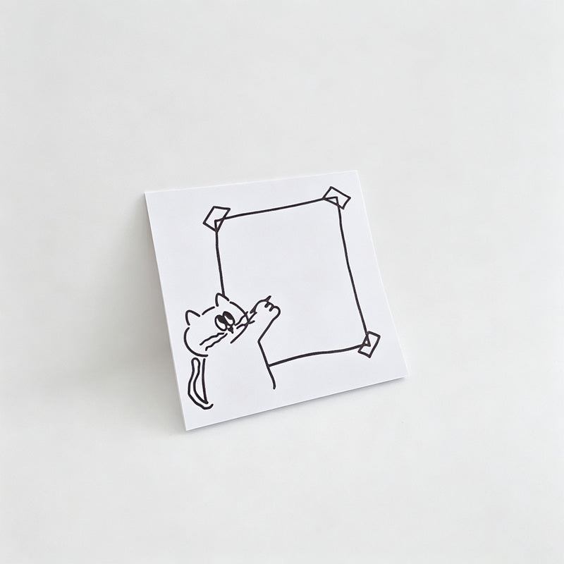 Line‑Art Cat Frame Non‑Sticky Notes