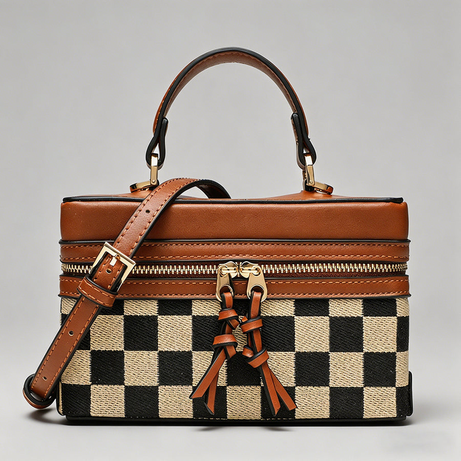 Checkered Boxy Crossbody Bag - Shopdayla Wholesale - #3618
