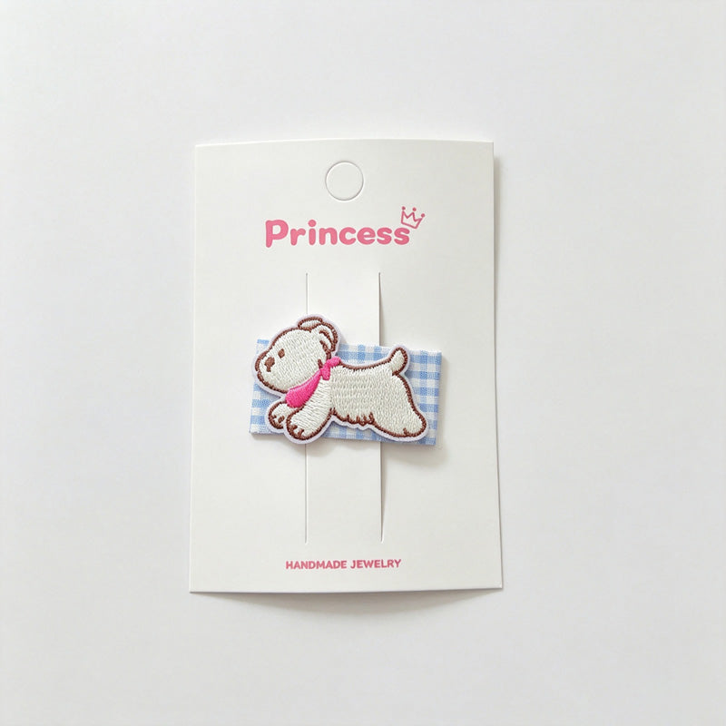Embroidered Animal Hair Clips