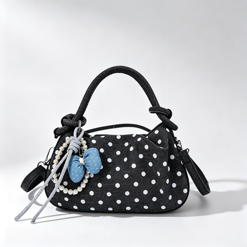 Polka Dot Handbag Crossbody Bag with Charm