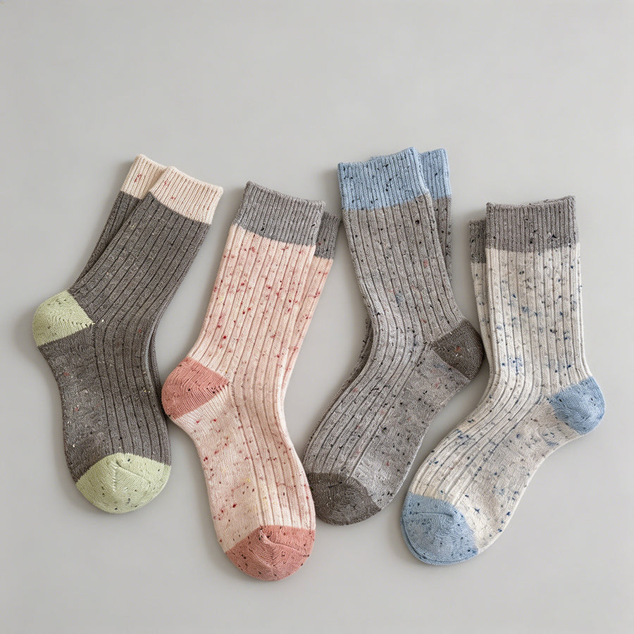 Speckled Yarn Colorblock Crew - Shopdayla Wholesale - #4306
