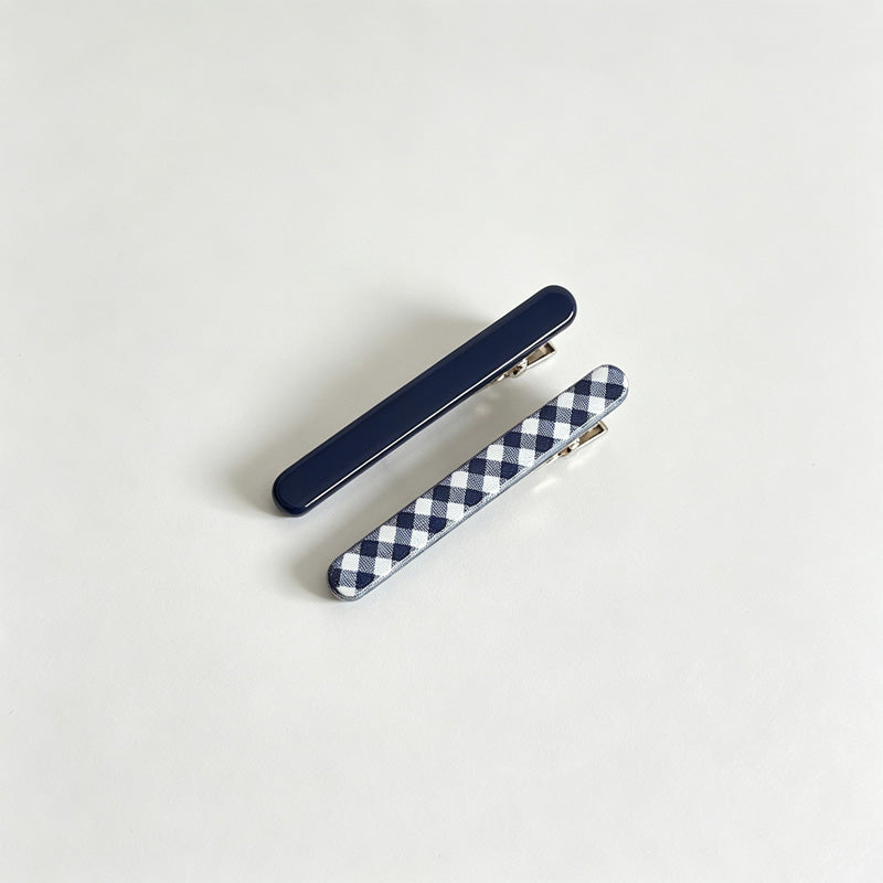 Plaid Alligator Hair Clip 2‑Piece Set