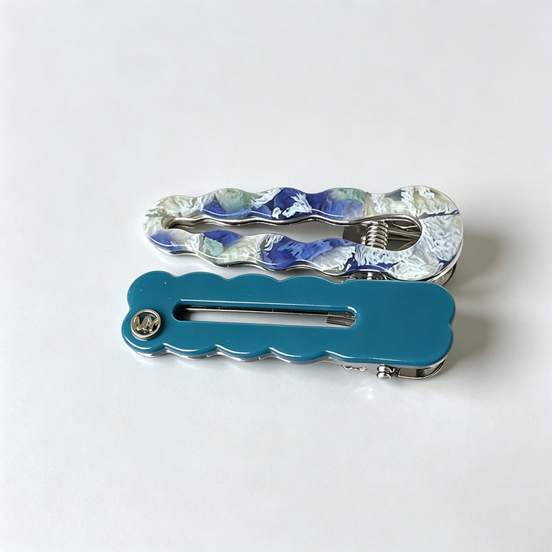 Wavy Edge Alligator Hair Clip 2‑Piece Set