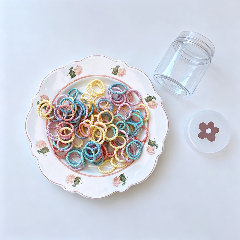 100 PCS Colored Mini Elastic Hair Ties