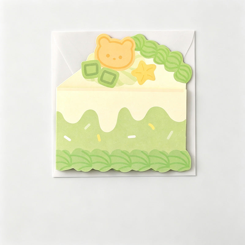 Cake Shaped Folding Greeting Card with Envelope