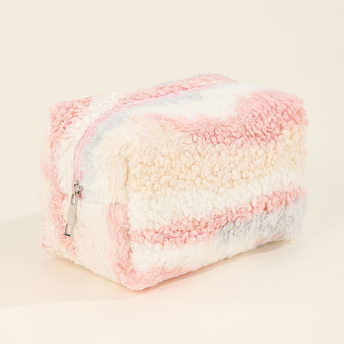 Gradient Color Block Rainbow Plush Pouch