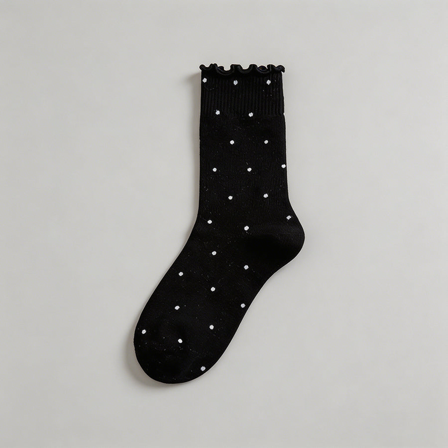 Cute Ruffle Edge Polka Dot Soc - Shopdayla Wholesale - #8946