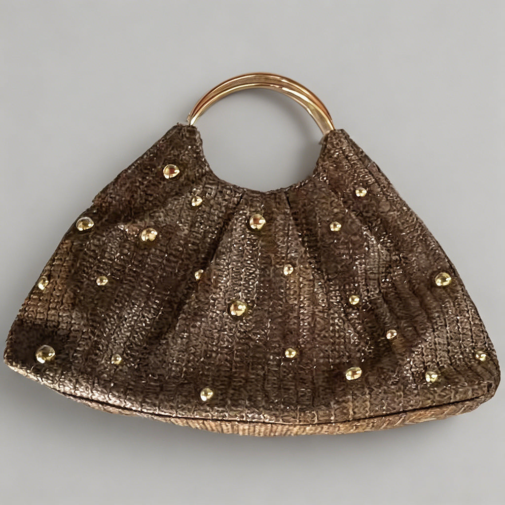 Vintage Studded Straw Hobo Bag - Shopdayla Wholesale - #3058