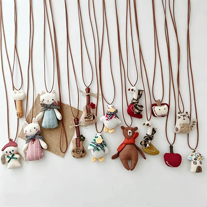 Cartoon Fabric Pendant Necklac - Shopdayla Wholesale - #5442