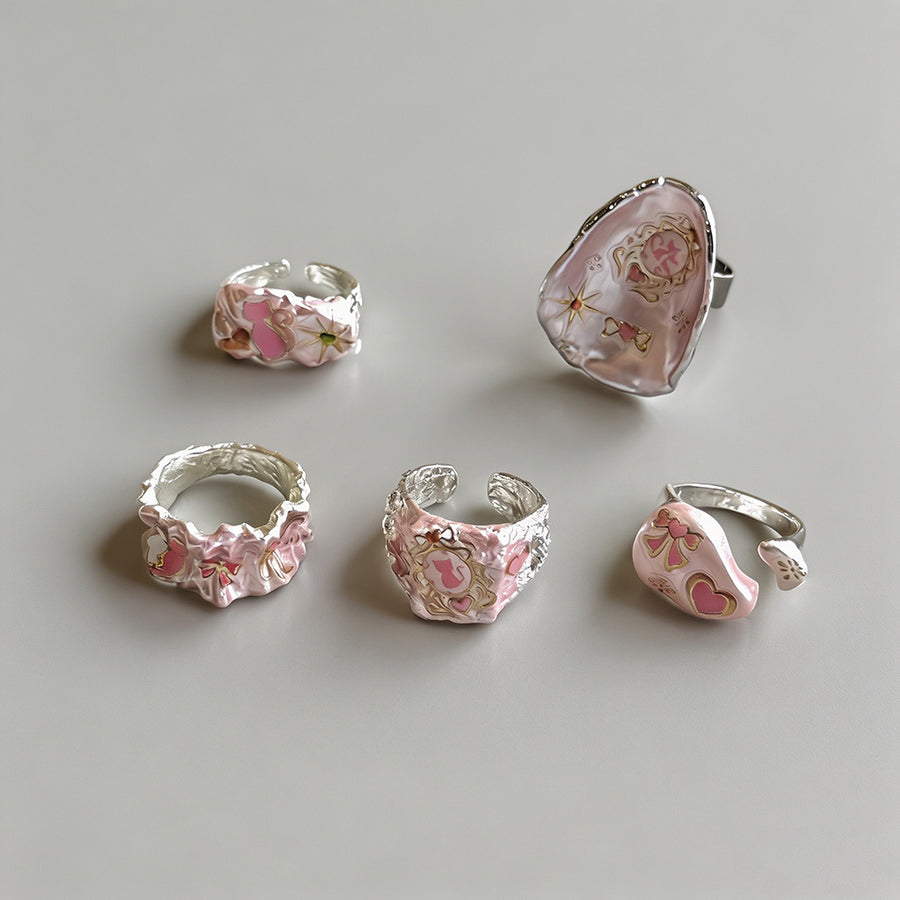 Pink Enamel Mother-of-Pearl He - Shopdayla Wholesale - #4706