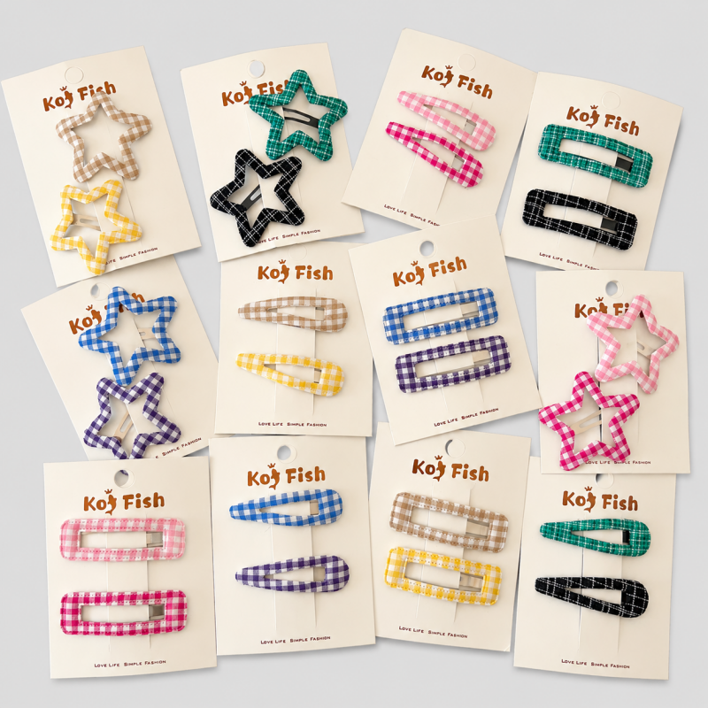 Fresh Plaid Star BB Clip - Shopdayla Wholesale - #6658