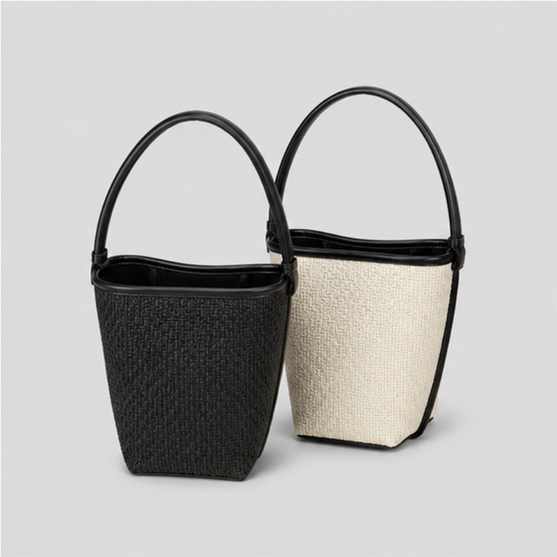 Contrast Trim Bucket Tote Bag
