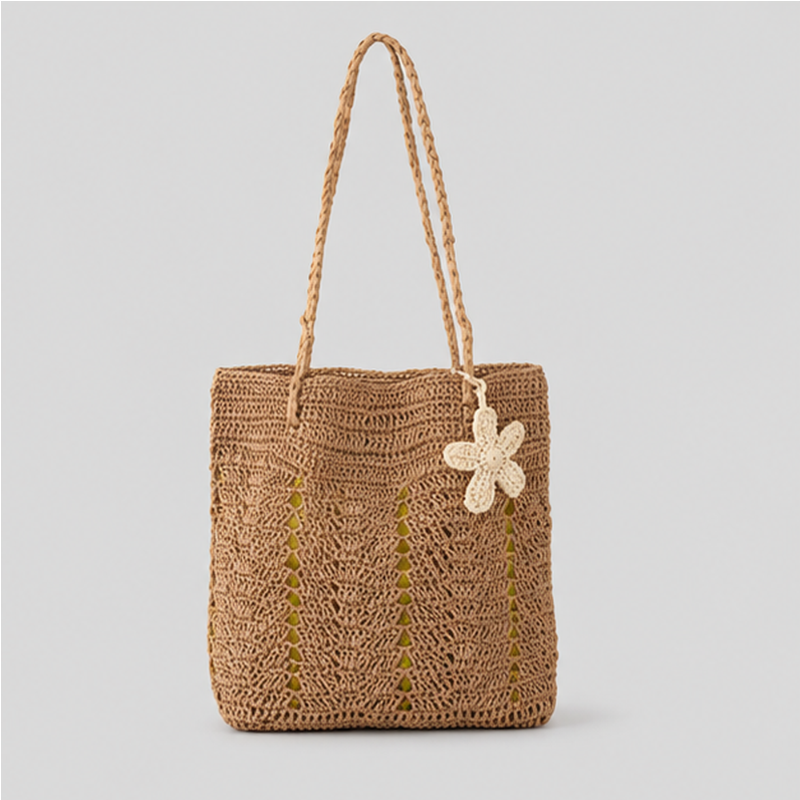 Floral Crochet Tote Bag