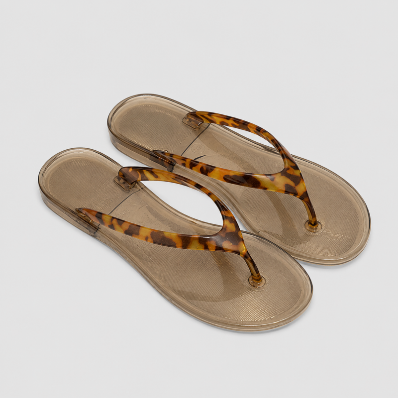 Leopard Print Jelly Flip Flops