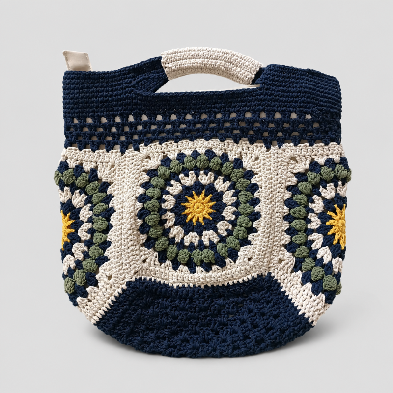 Square Floral Crochet Tote