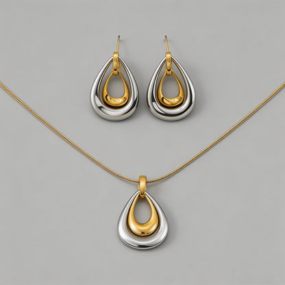 Two-Tone Teardrop Jewelry Set - Shopdayla Wholesale - #8002