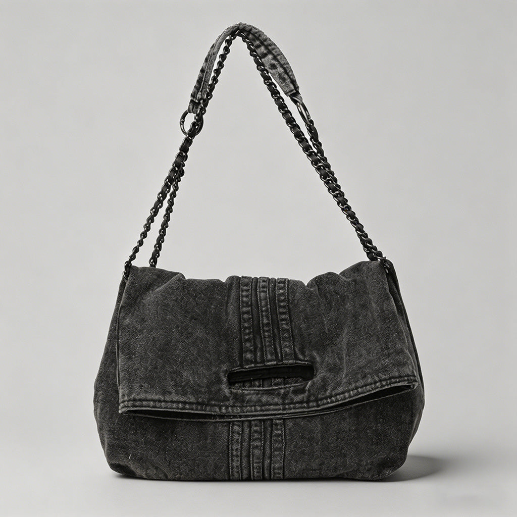 Vintage Denim Chain Shoulder T - Shopdayla Wholesale - #9554