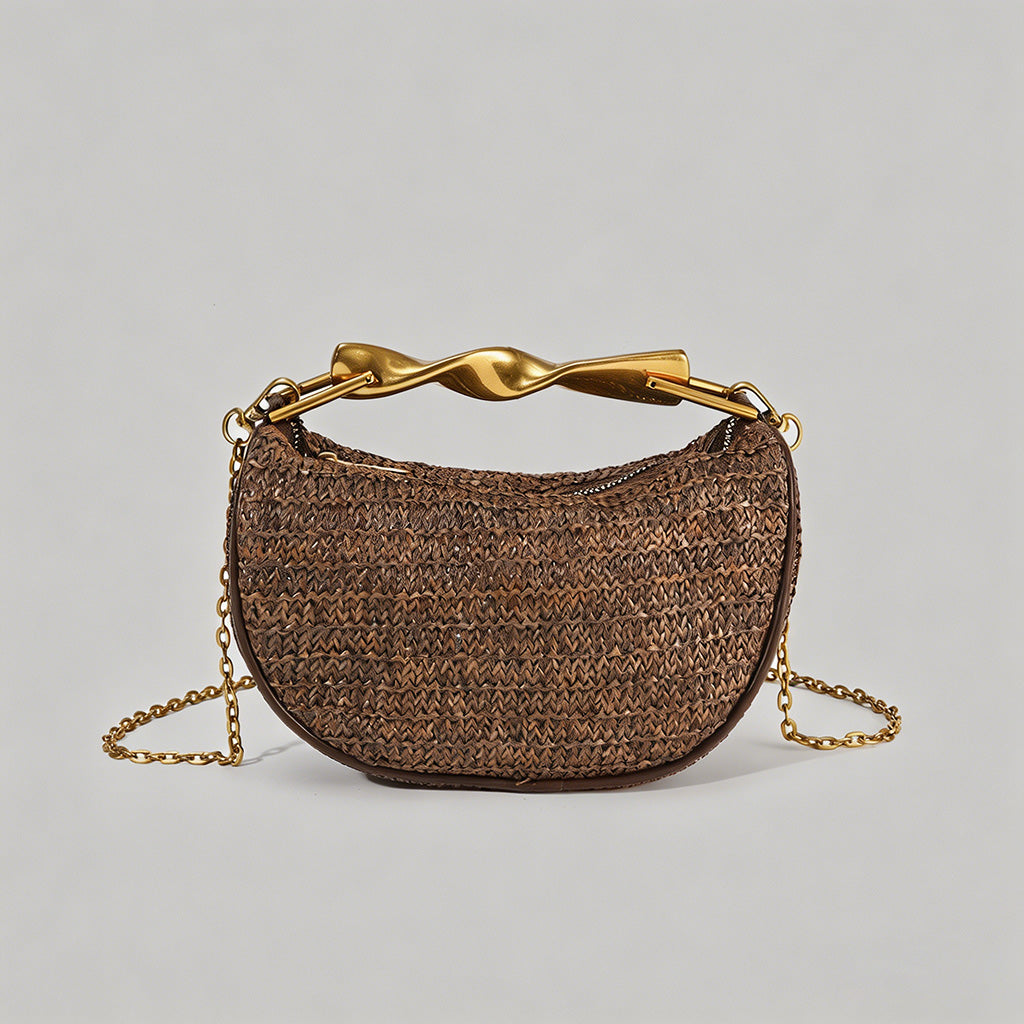Vintage Straw Crescent Bag