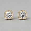 Halo Cushion Cut CZ Stud Earri - Shopdayla Wholesale - #9874