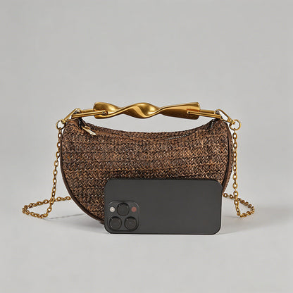 Vintage Straw Crescent Bag