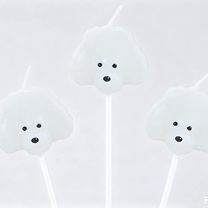 3PCS Cartoon Poodle Birthday Candle Set