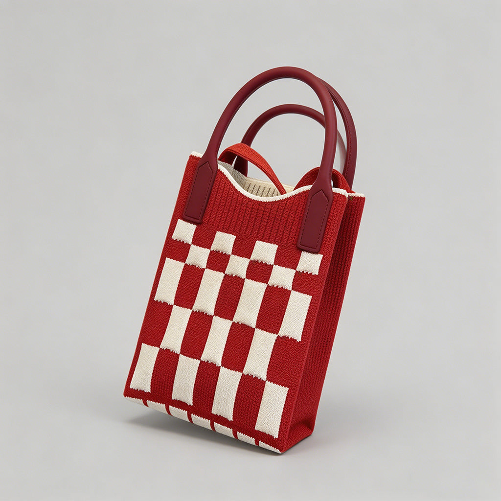 Vintage Knit Argyle Tote Bag - Shopdayla Wholesale - #0514