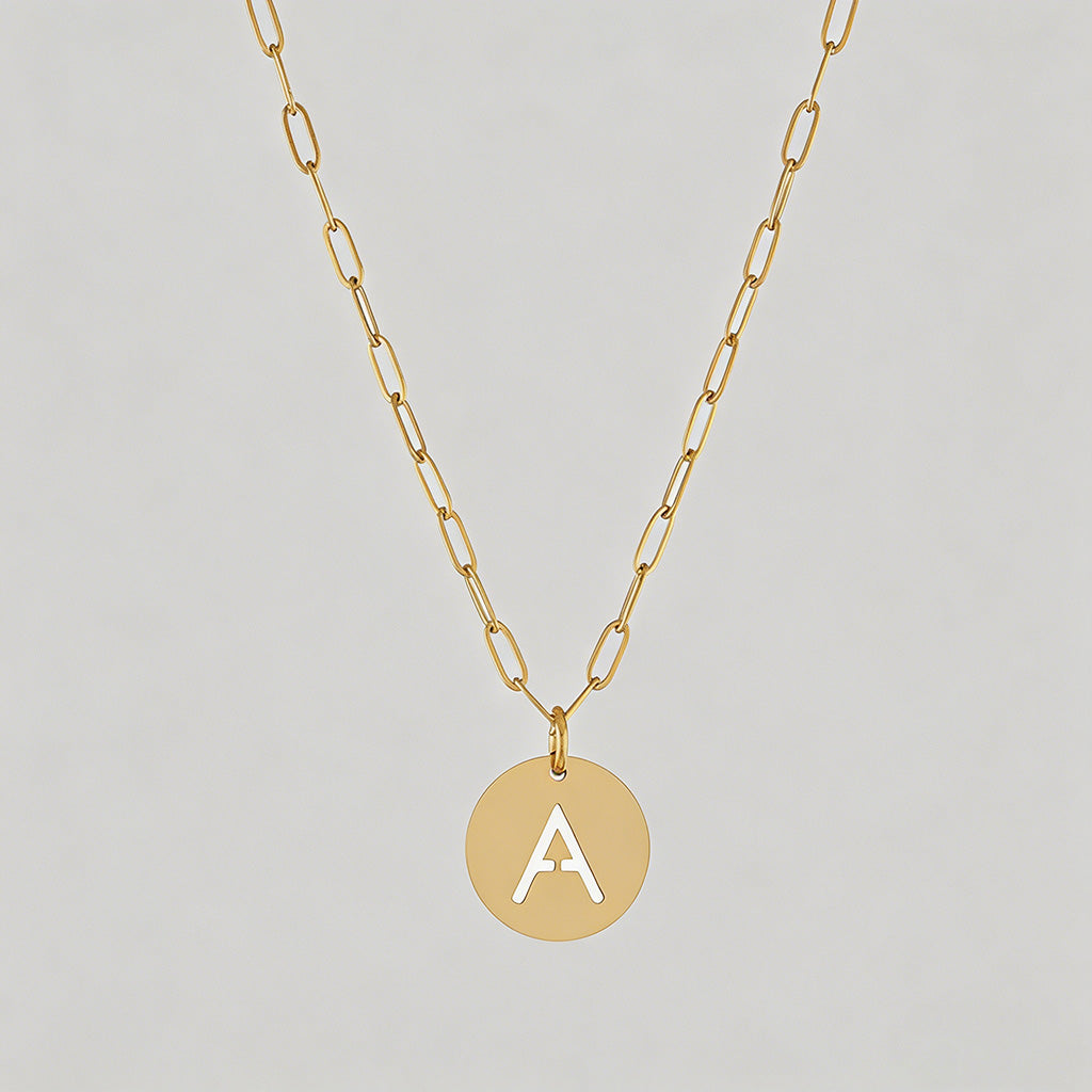 Letter Disc Pendant Necklace - Shopdayla Wholesale - #9986