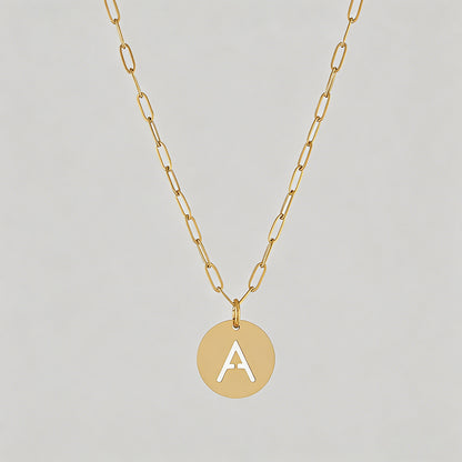 Letter Disc Pendant Necklace - Shopdayla Wholesale - #9986