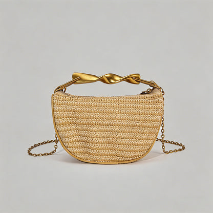 Vintage Straw Crescent Bag