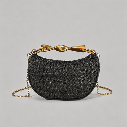 Vintage Straw Crescent Bag