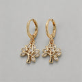 Tree of Life CZ Drop Hoop Earr - Shopdayla Wholesale - #0338