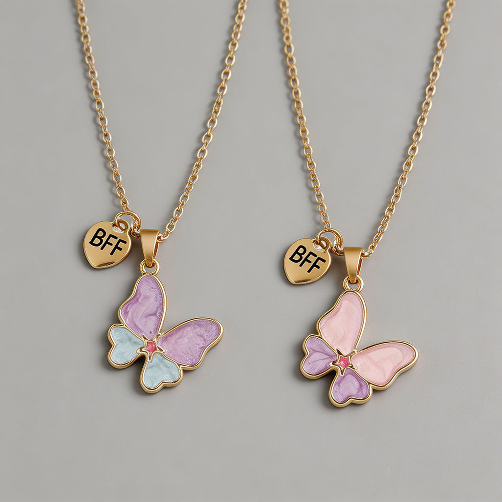 Butterfly BFF Friendship Neckl - Shopdayla Wholesale - #8066