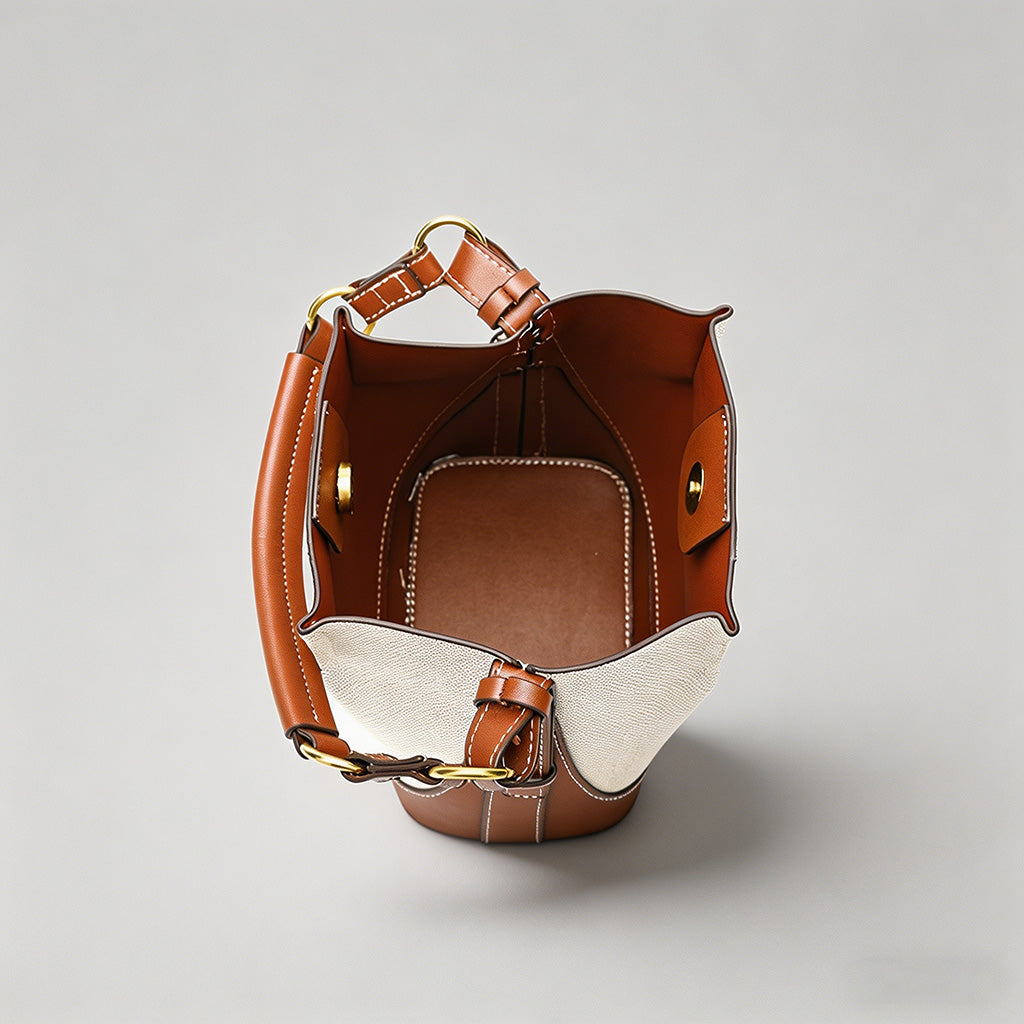 Canvas & Leather Bucket Crossb - Shopdayla Wholesale - #6370
