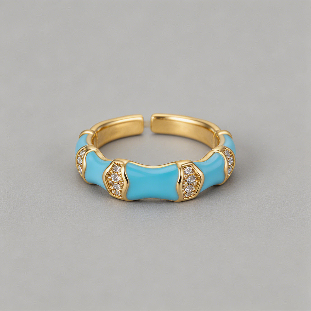 Enamel Bamboo Open Cuff Rings - Shopdayla Wholesale - #9522