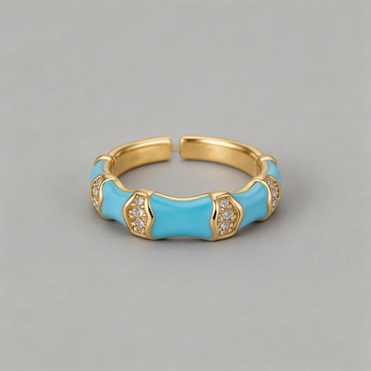 Enamel Bamboo Open Cuff Rings - Shopdayla Wholesale - #9522