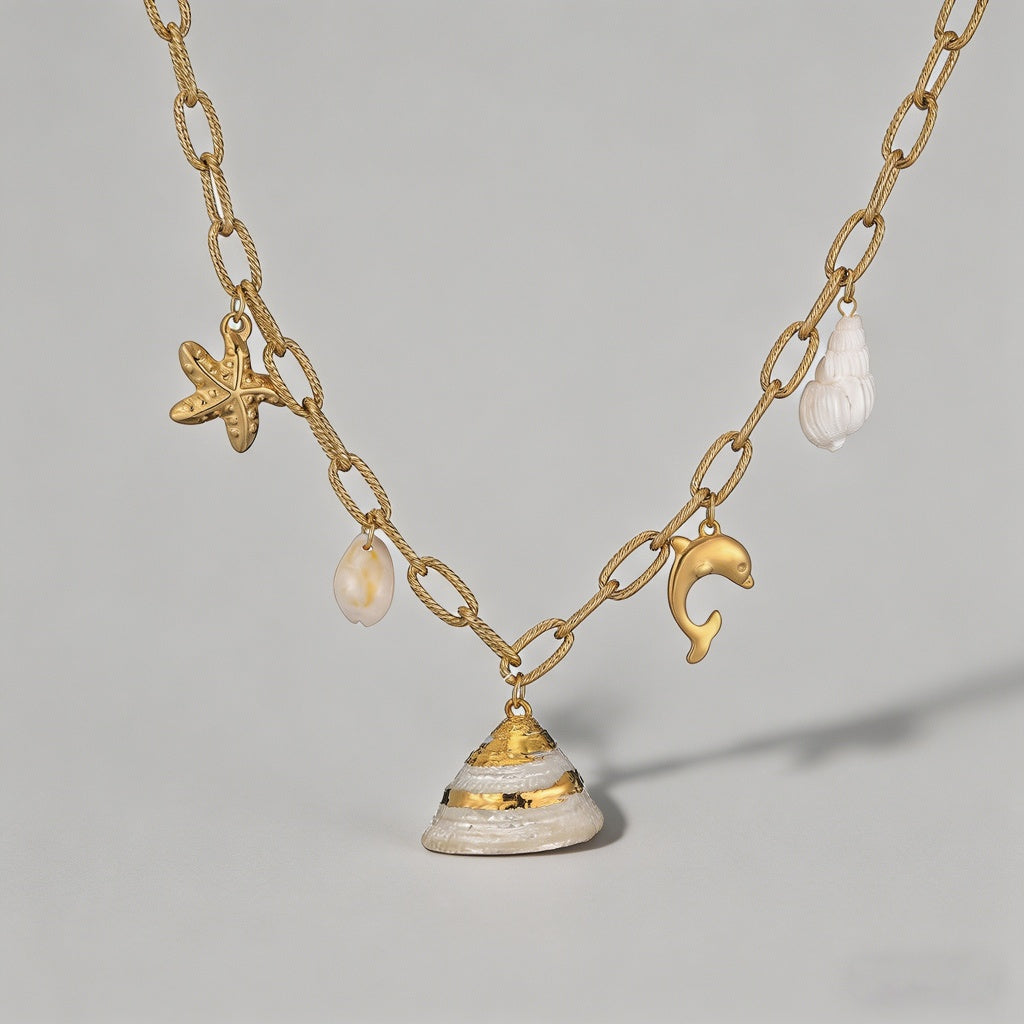 Baroque Pearl & Ocean Motif Necklace