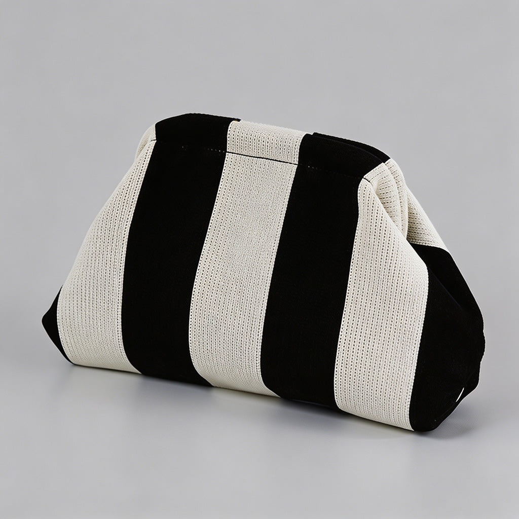 Block Striped Knit Cloud Bag - Shopdayla Wholesale - #7314