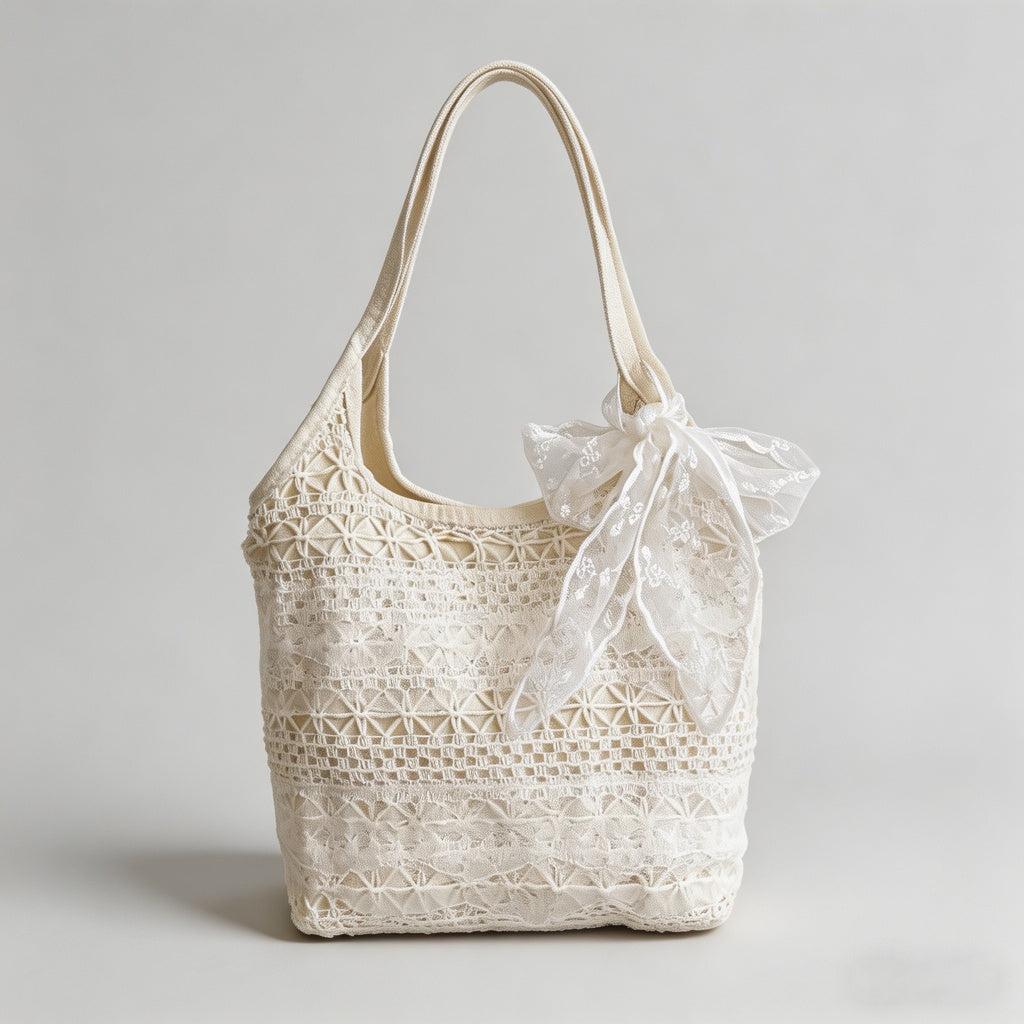 Lace Mesh Underarm Tote Bag - Shopdayla Wholesale - #1970