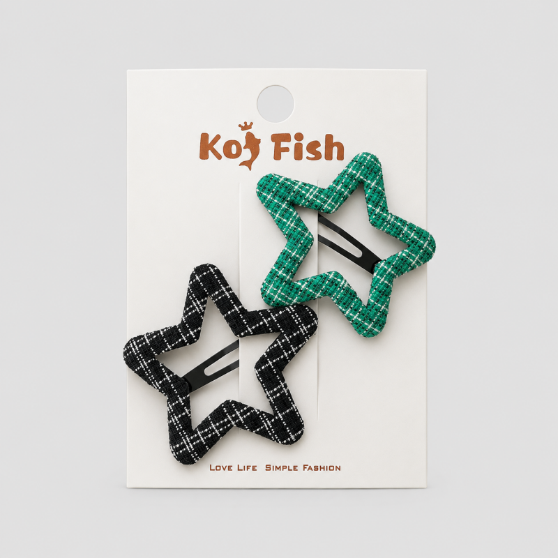 Fresh Plaid Star BB Clip - Shopdayla Wholesale - #7730