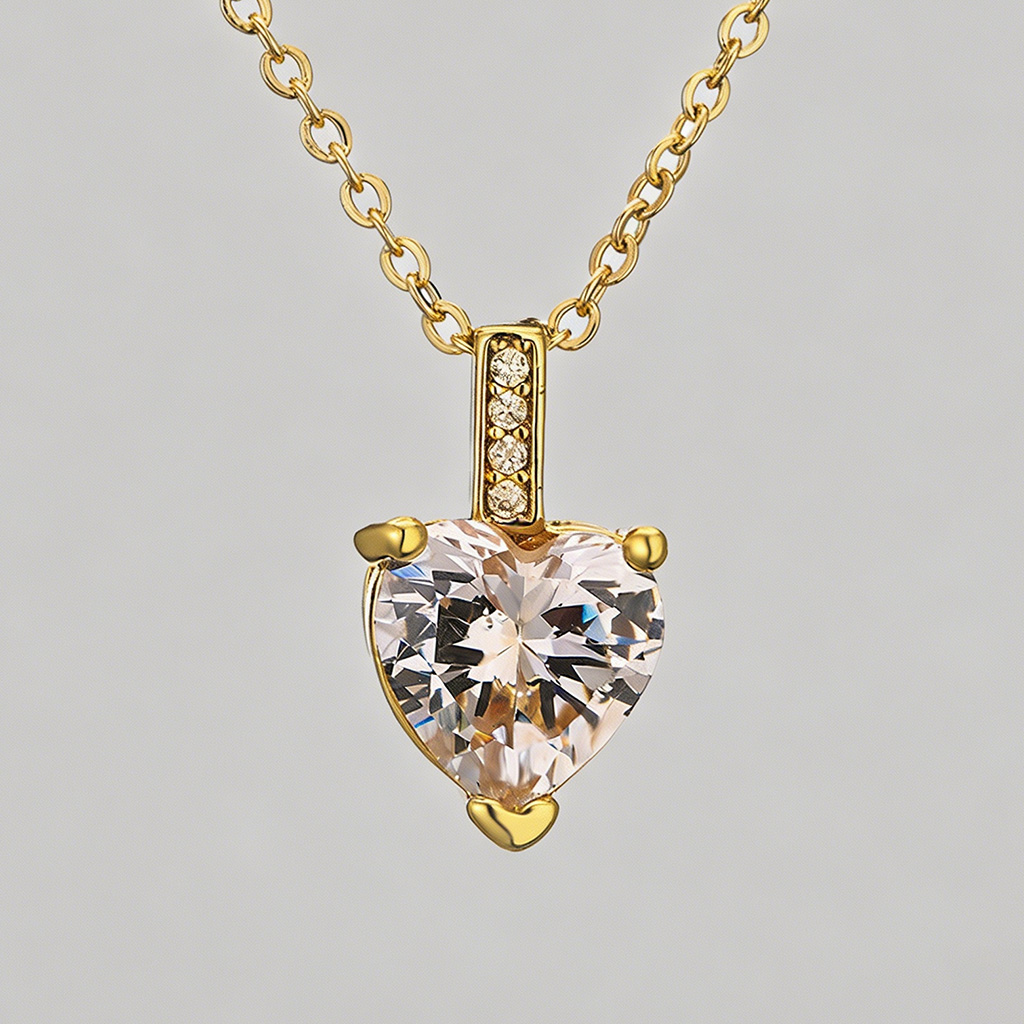 Heart-Shaped Multi-Color CZ Pe - Shopdayla Wholesale - #1938