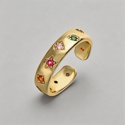 Multicolor Gemstone Star Open - Shopdayla Wholesale - #9762