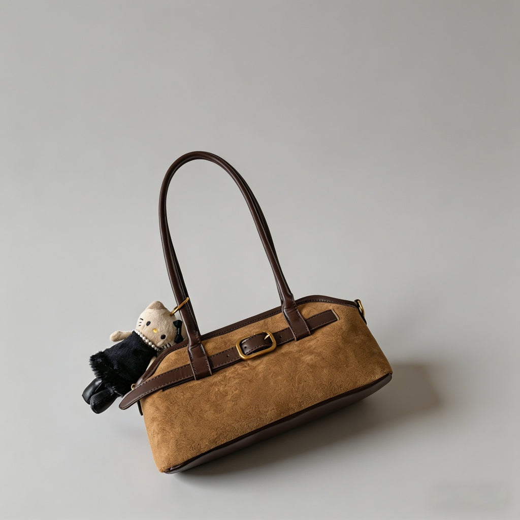 Color Block Suede Shoulder Bag - Shopdayla Wholesale - #6386
