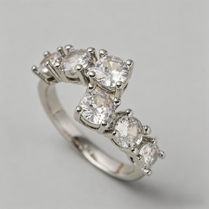 Curved 6-Stone Contour Band Ri - Shopdayla Wholesale - #0626